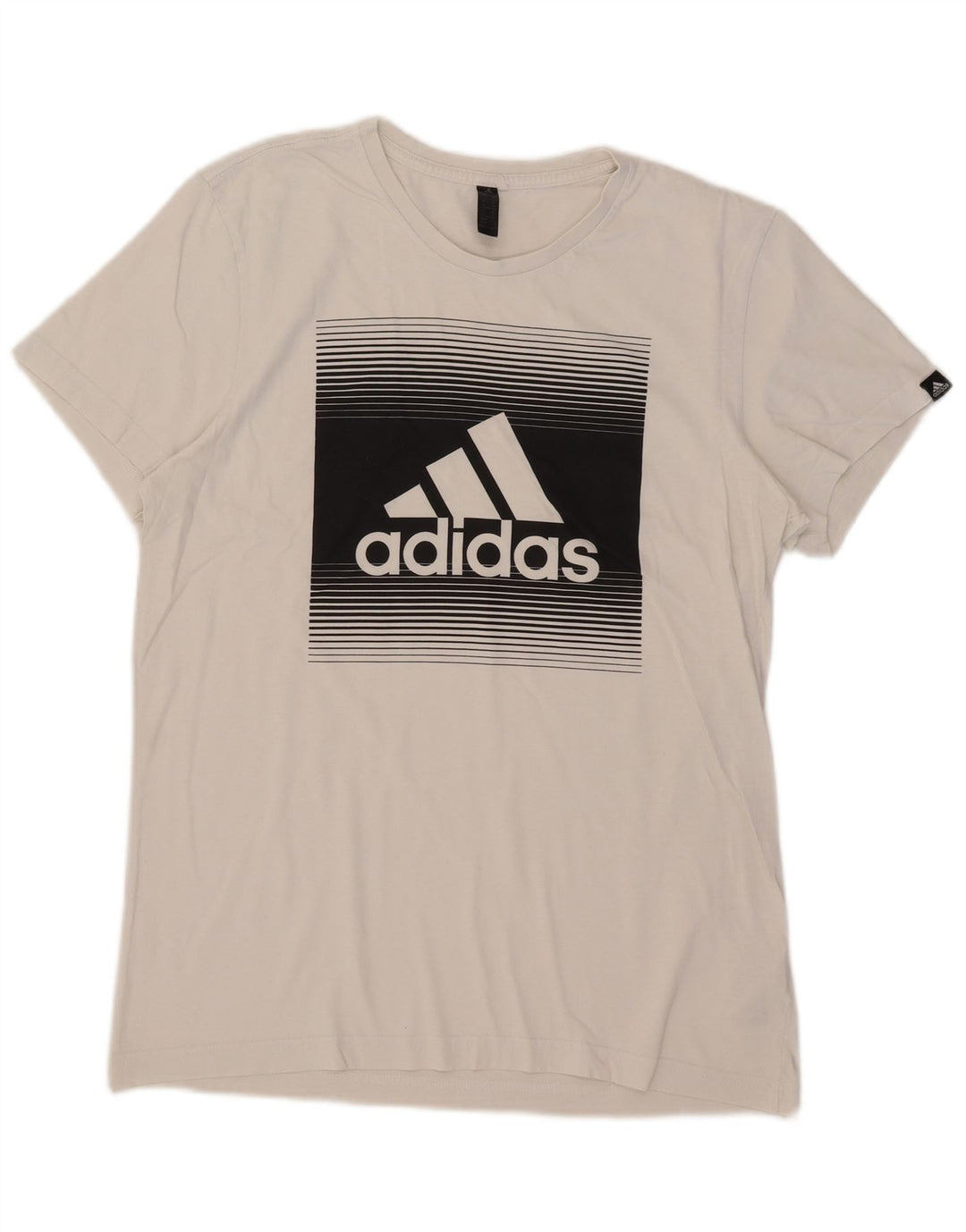 Adidas Herren Grafik-T-Shirt-Oberteil aus mittelweißer Baumwolle