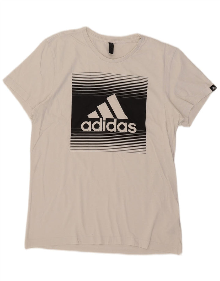 Adidas Herren Grafik-T-Shirt-Oberteil aus mittelweißer Baumwolle