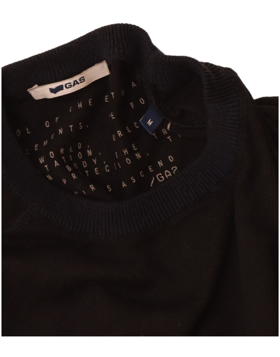 Gas Herren-Pullover mit Rundhalsausschnitt, mittelschwarz, Baumwolle