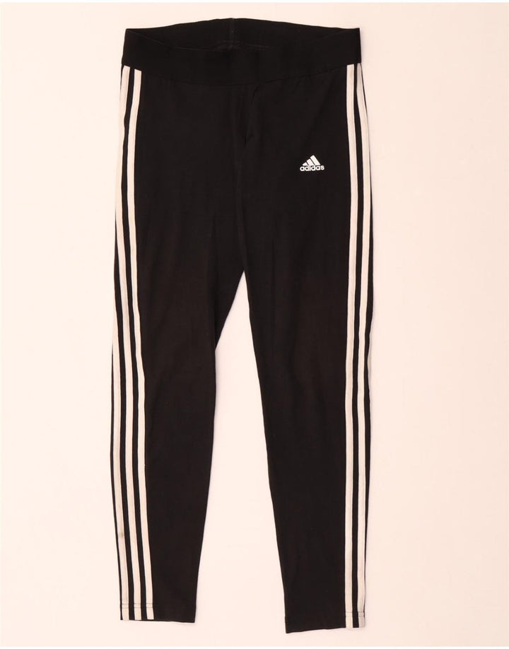 ADIDAS Damen Leggings UK 12/14 Mittelschwarze Baumwolle