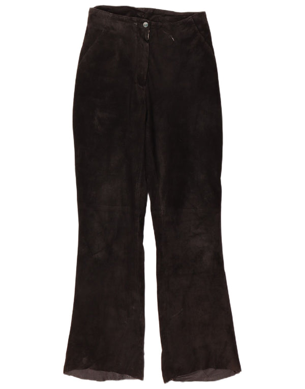 VINTAGE Damen Bootcut-Wildlederhose W28 L31 Schwarzes Leder