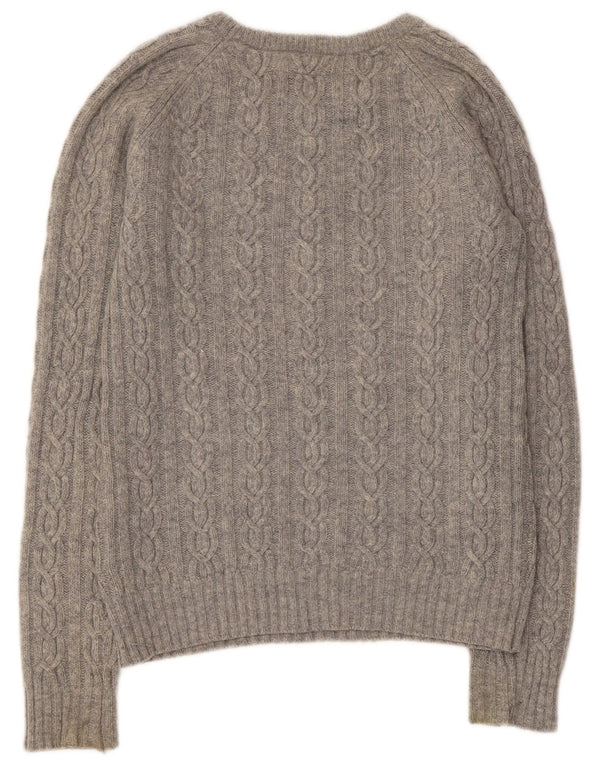 Jack Wills Damen-Pullover mit U-Boot-Ausschnitt, UK 12, mittelgraue Lammwolle