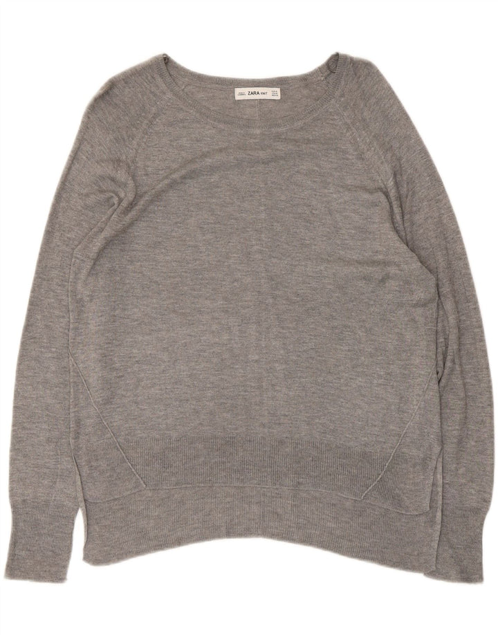 Zara Damen Bluse Top UK 14 Mittelgrau