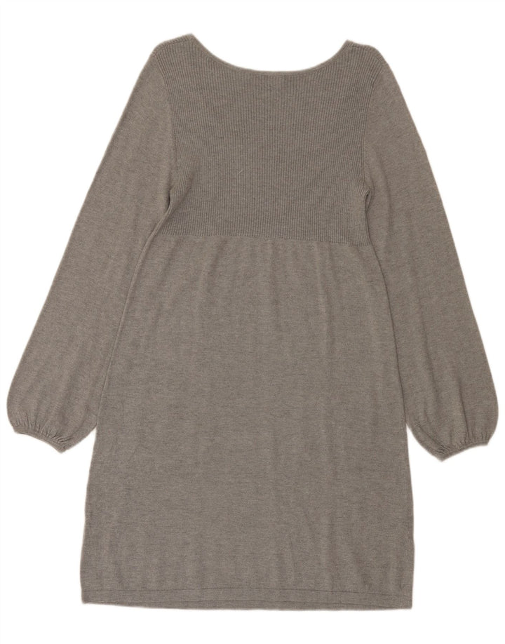 Oasis Damen Pulloverkleid UK 14 Große graue Baumwolle
