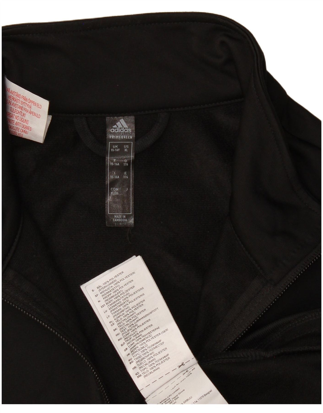 Adidas Jungen Grafik-Trainingsanzug-Top-Jacke, 15–16 Jahre, schwarzes Polyester