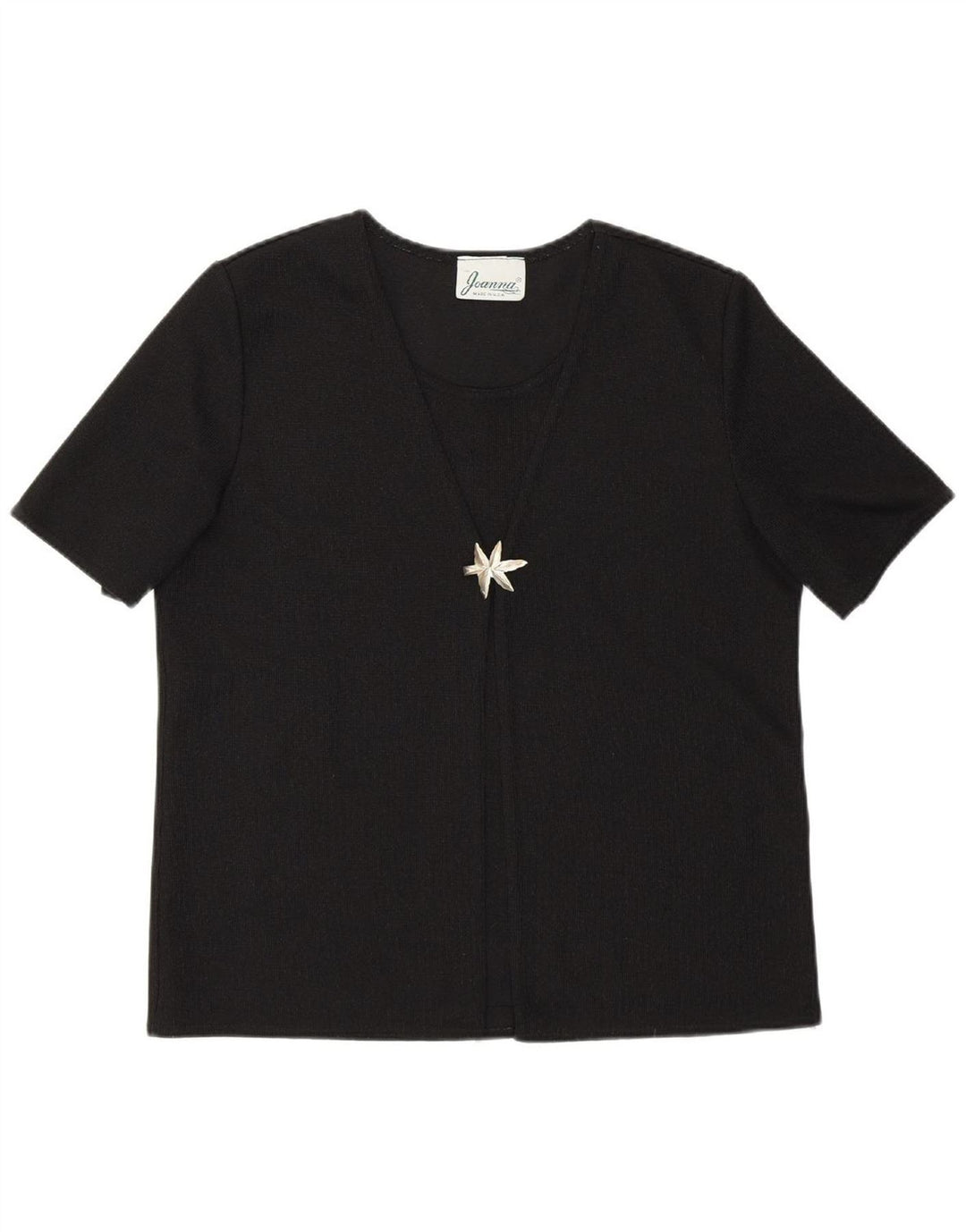 VINTAGE Womens Blouse Top UK 14 Medium Black