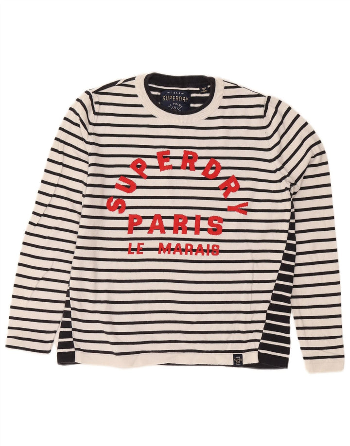 Superdry Damen-Pullover, übergroß, Rundhalsausschnitt, Gr. 10, Weiß