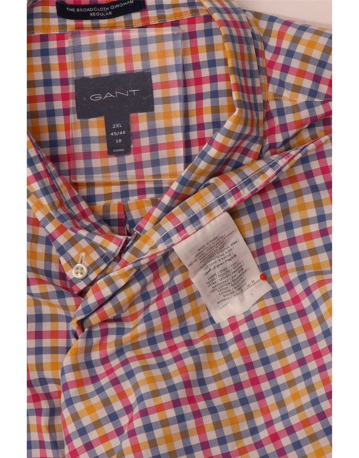 Gant Herren-Hemd mit normaler Passform, Größe 45/46, 18 2XL, mehrfarbige Gingham-Baumwolle