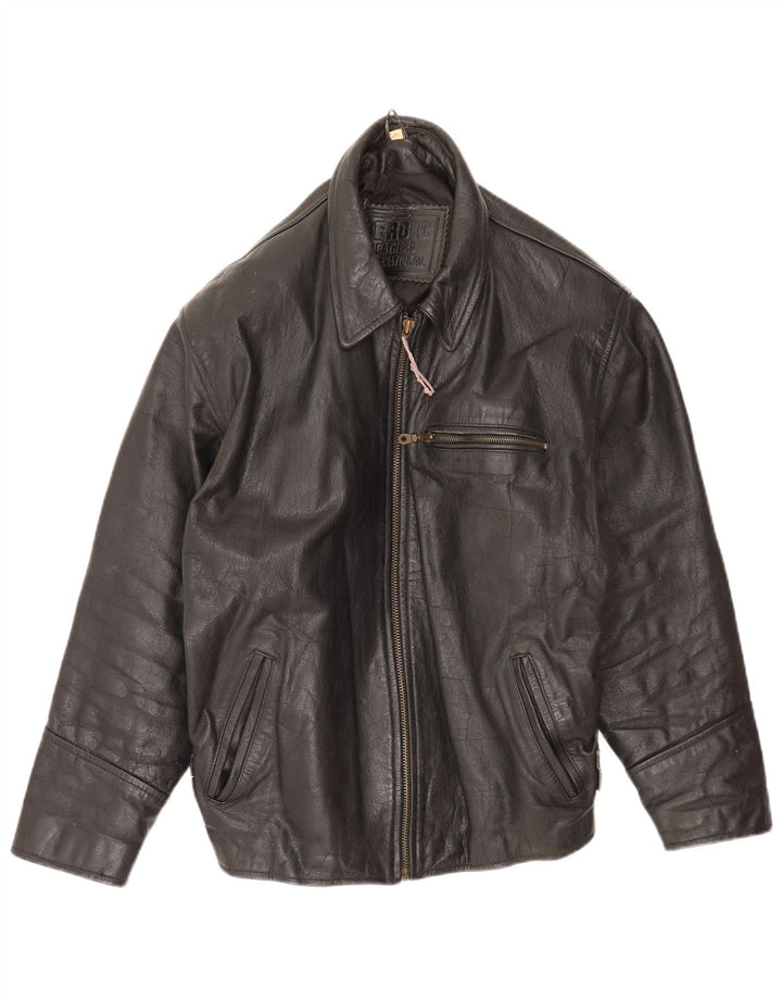 Vintage Herren Lederjacke UK 40 Großes schwarzes Leder