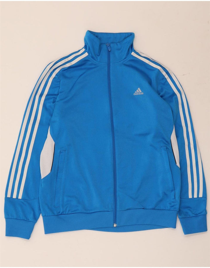 Adidas Jungen-Trainingsanzug-Top-Jacke, 13–14 Jahre, blaues Colourblock-Polyester