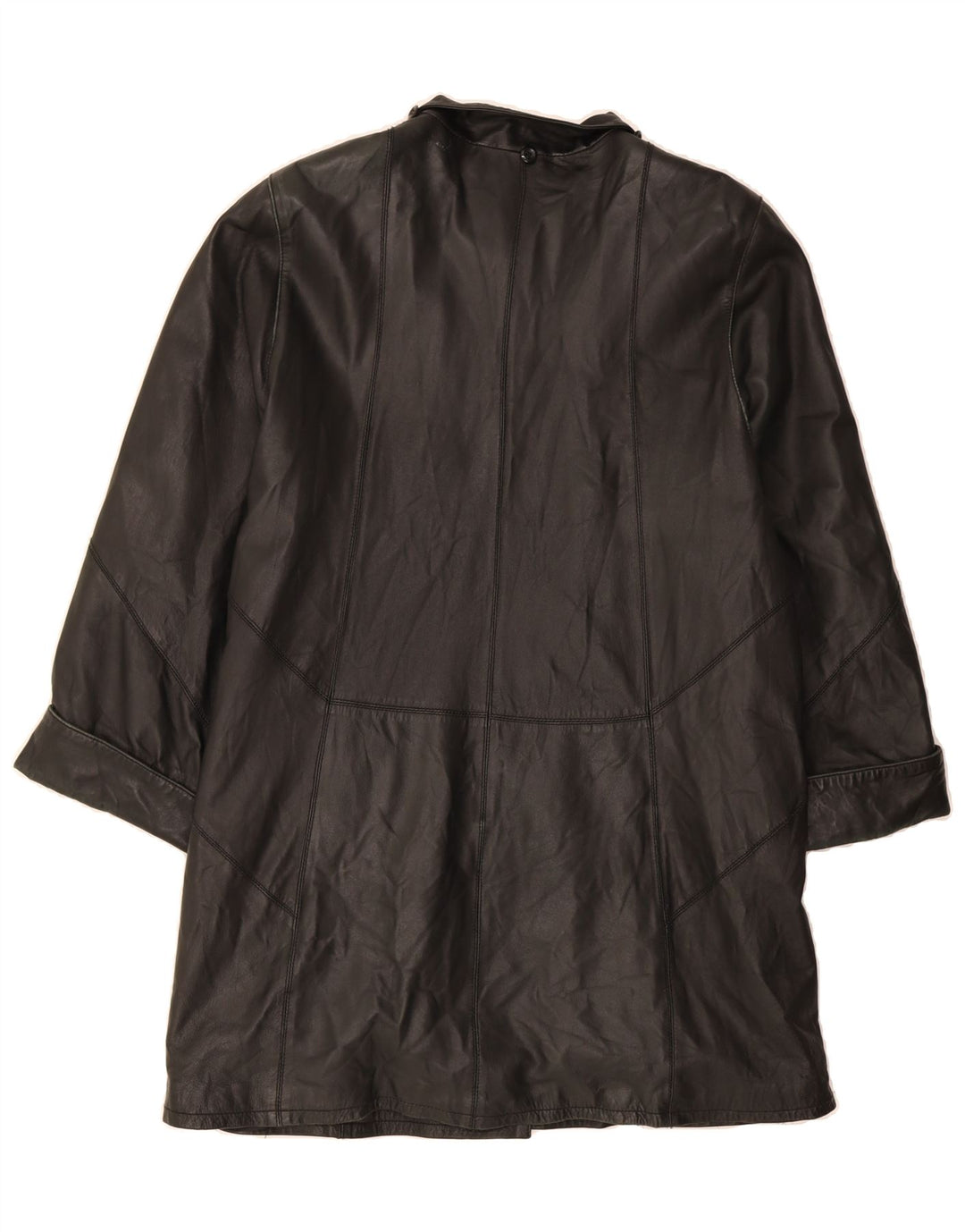 MEUCCI FIRENZE Womens Leather Coat IT 46 Large Black Leather Vintage Meucci Firenze and Second-Hand Meucci Firenze from Messina Hembry 