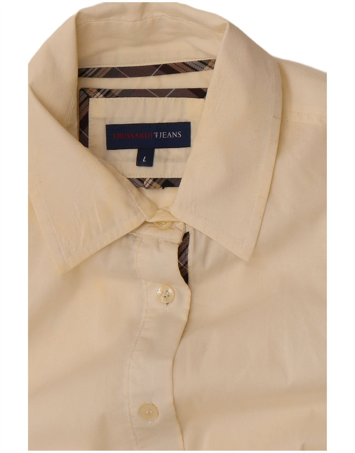 Trussardi Jeans Damenhemd UK 16 Large Off White