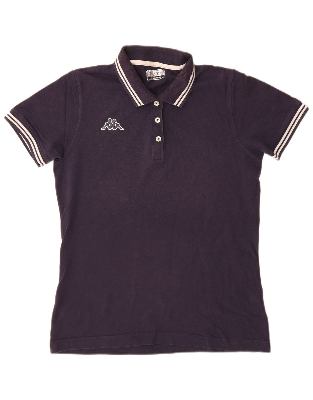 Kappa Damen Slim Poloshirt 2XL Marineblau gestreift