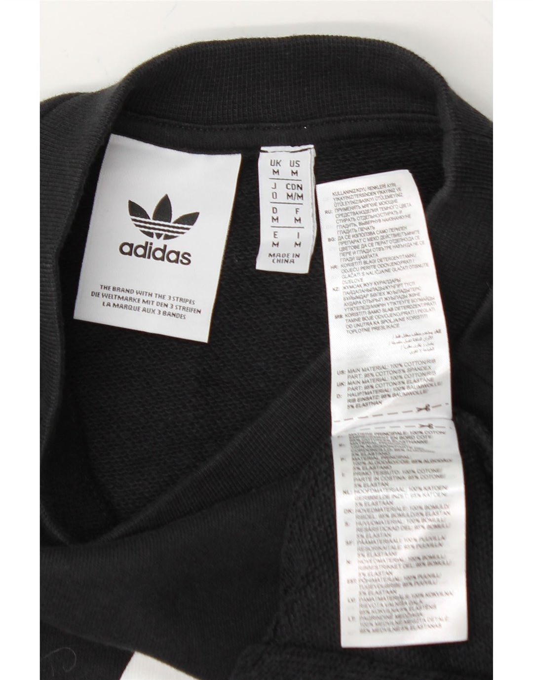 ADIDAS Mens Graphic Sweatshirt Jumper Medium Black Cotton Vintage Adidas and Second-Hand Adidas from Messina Hembry 