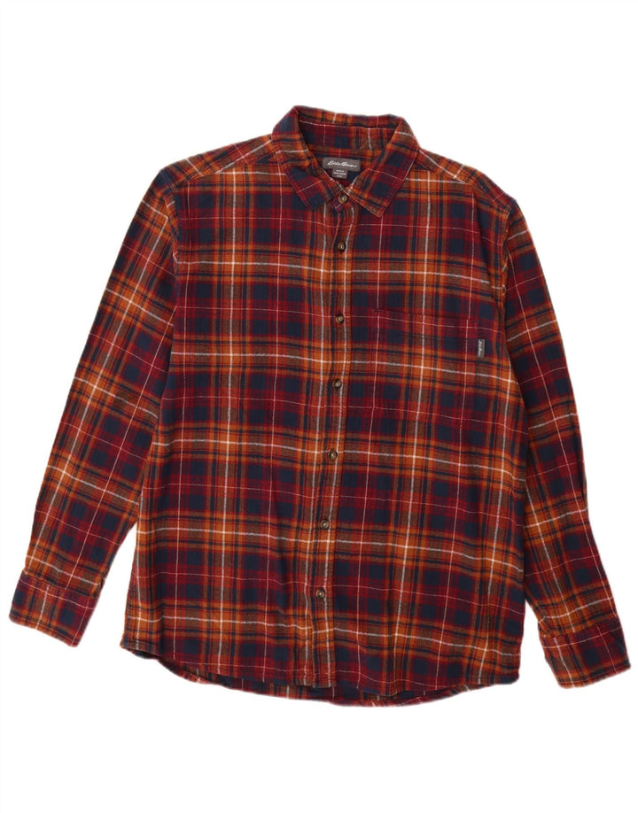 EDDIE BAUER Herren-Flanellhemd, mittelgroß, mehrfarbig, kariert, Baumwolle