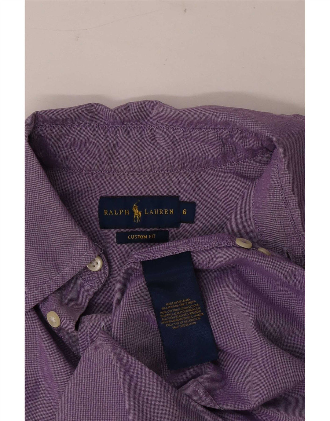 Ralph Lauren Herren-Hemd mit individueller Passform, US 6, mittelviolette Baumwolle
