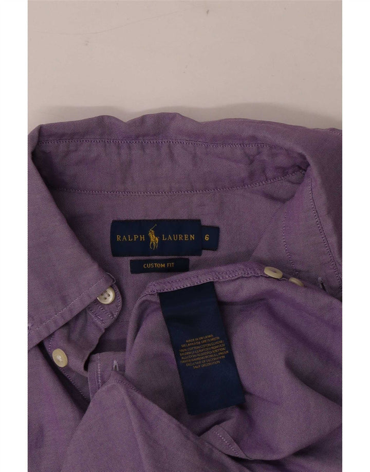 Ralph Lauren Herren-Hemd mit individueller Passform, US 6, mittelviolette Baumwolle