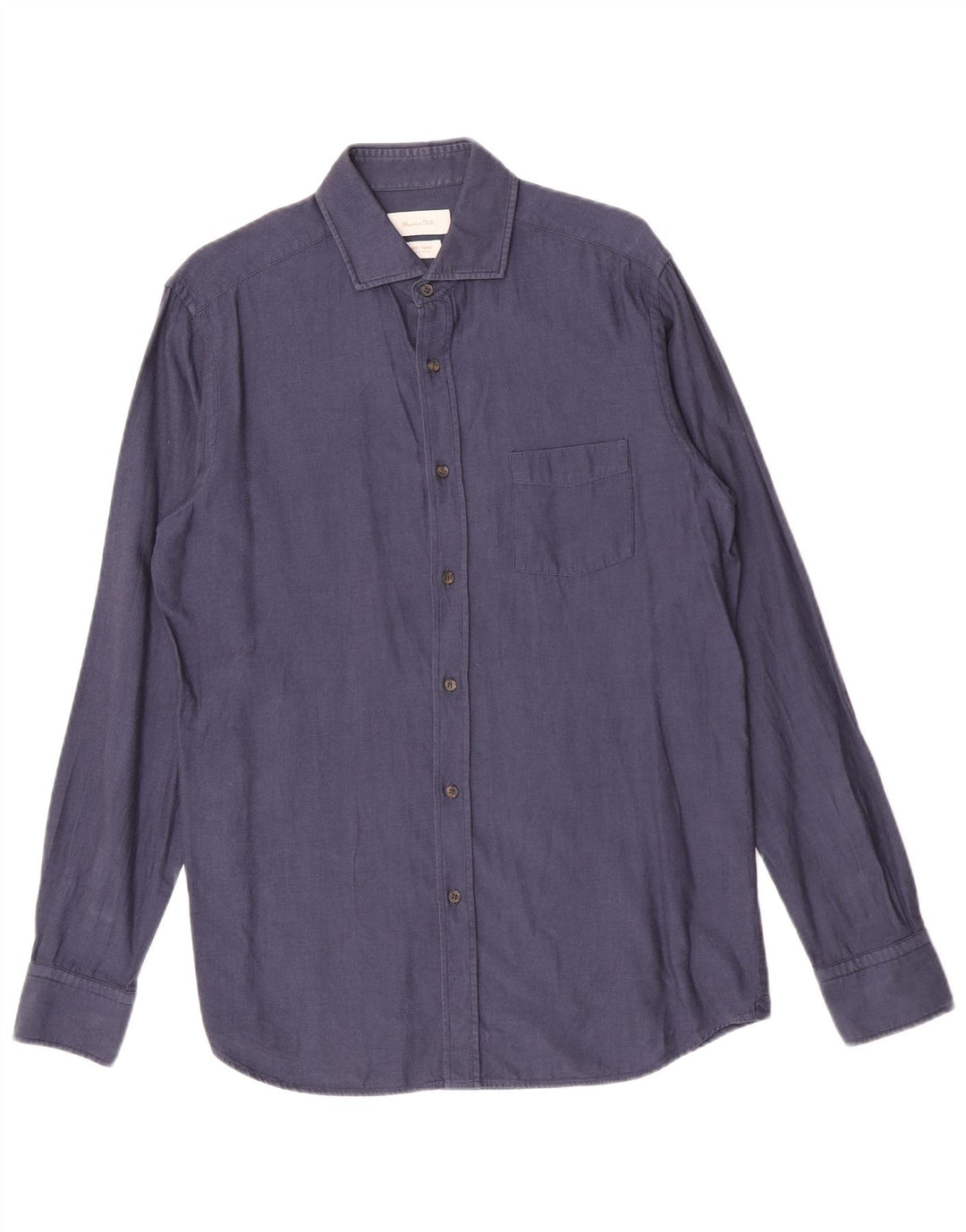 Massimo Dutti Herrenhemd aus mittelblauer Baumwolle in Marineblau