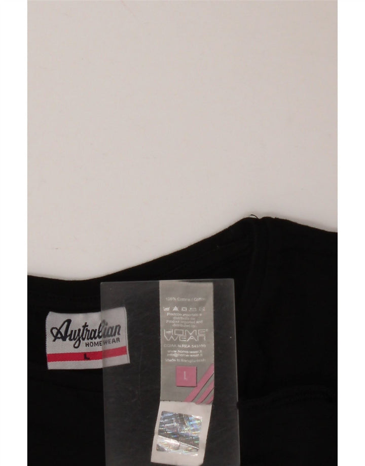 AUSTRALIAN L'ALPINA Damen T-Shirt Top UK 16 Large Schwarz Baumwolle