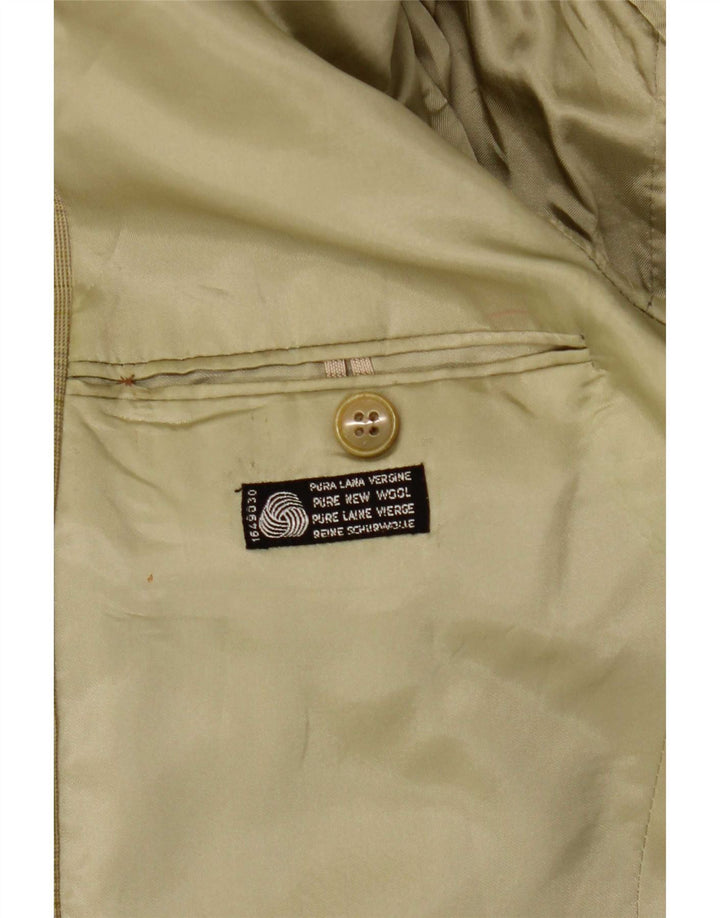 Prestigio Herren-Blazer mit 2 Knöpfen, UK 38, mittelgrün karierte Wolle
