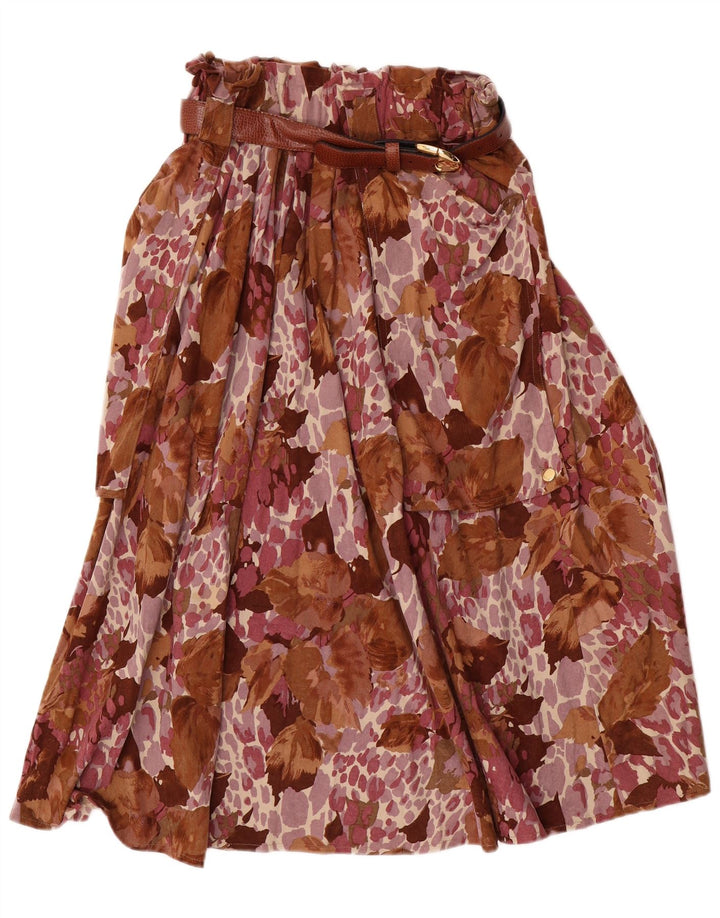 Vintage Damen ausgestellter Rock IT 44 Medium W28 Braunes Blumen-Triacetat
