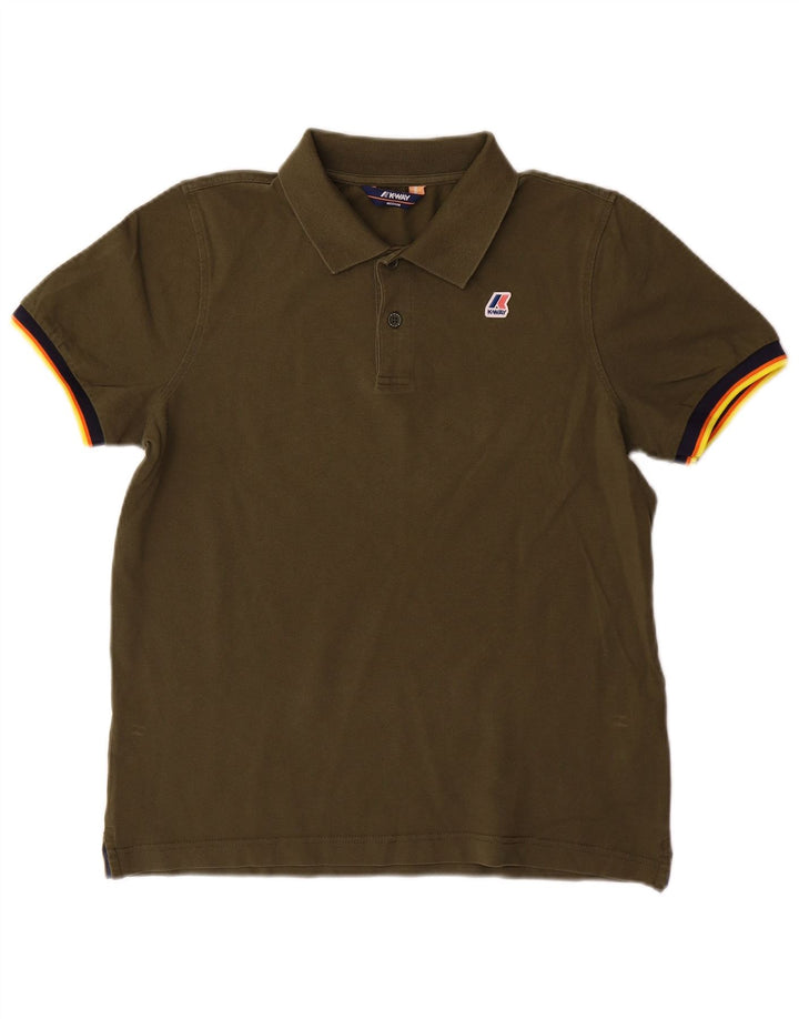 K-Way Herren-Poloshirt aus mittlerer Khaki-Baumwolle