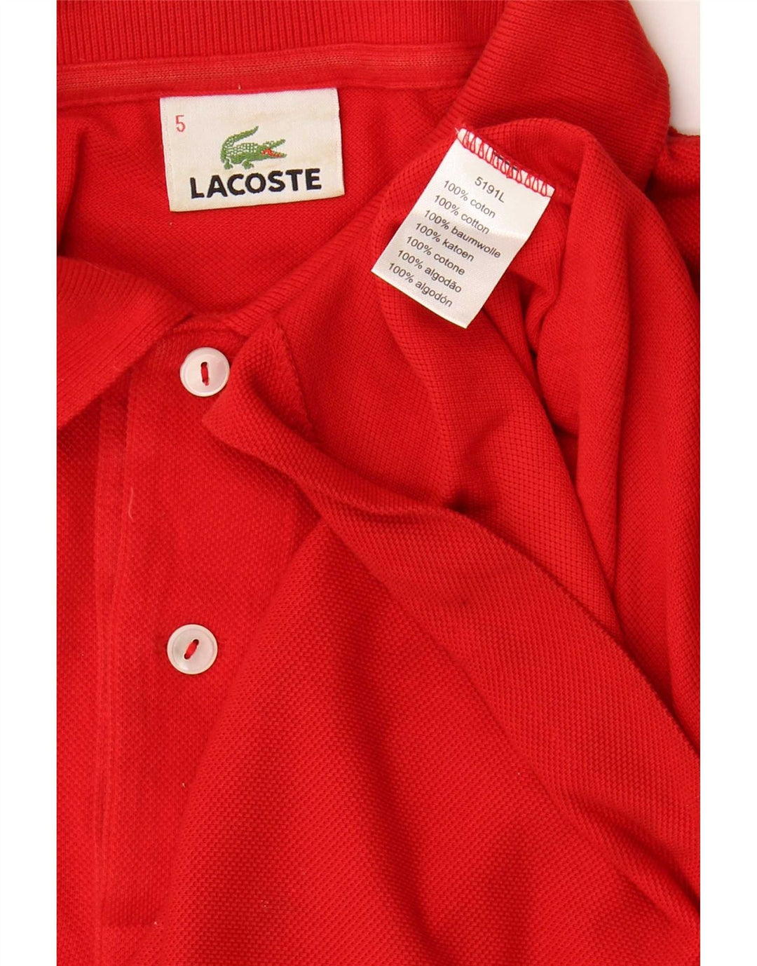 Lacoste Herren-Poloshirt, Größe 5, große rote Baumwolle