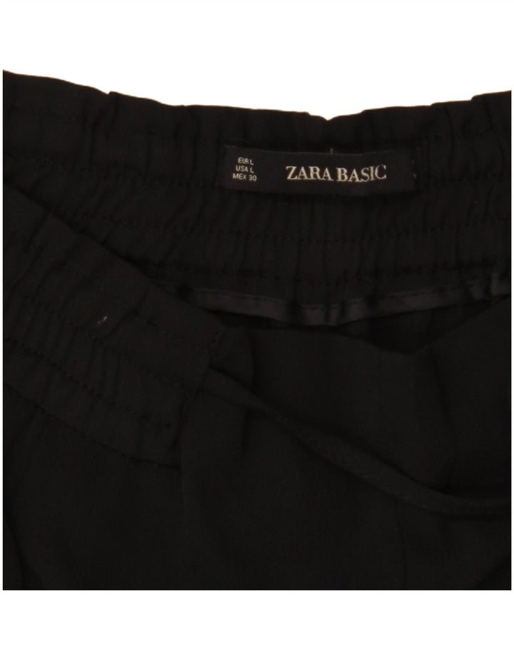 ZARA Damen-Hosen mit hoher Taille, schmal zulaufende, kurze Hose, UK 16, Größe L, W34, L27, Schwarz