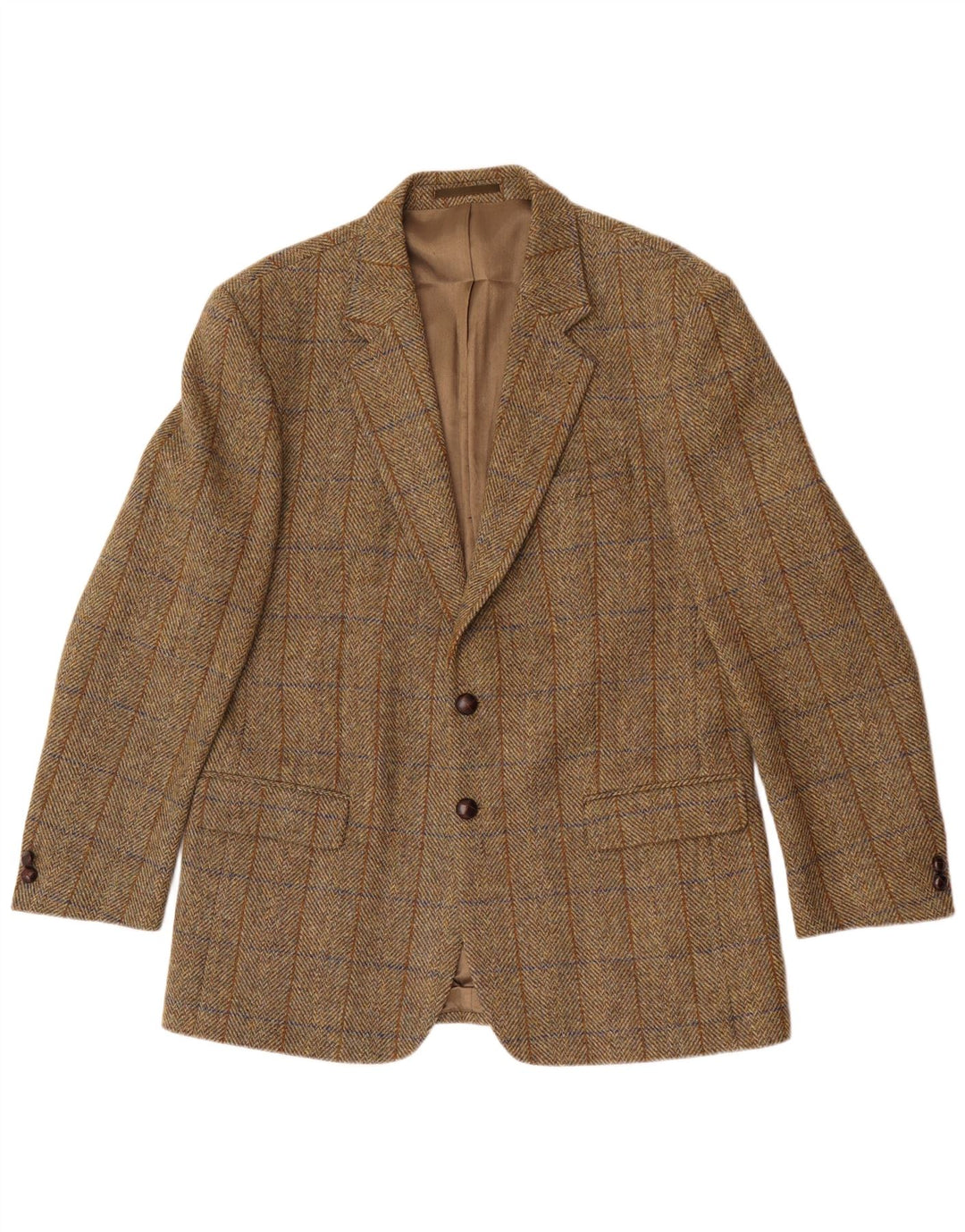 Harris Tweed Herren Longline Blazer Jacke UK 42 XL Khaki Herringbone