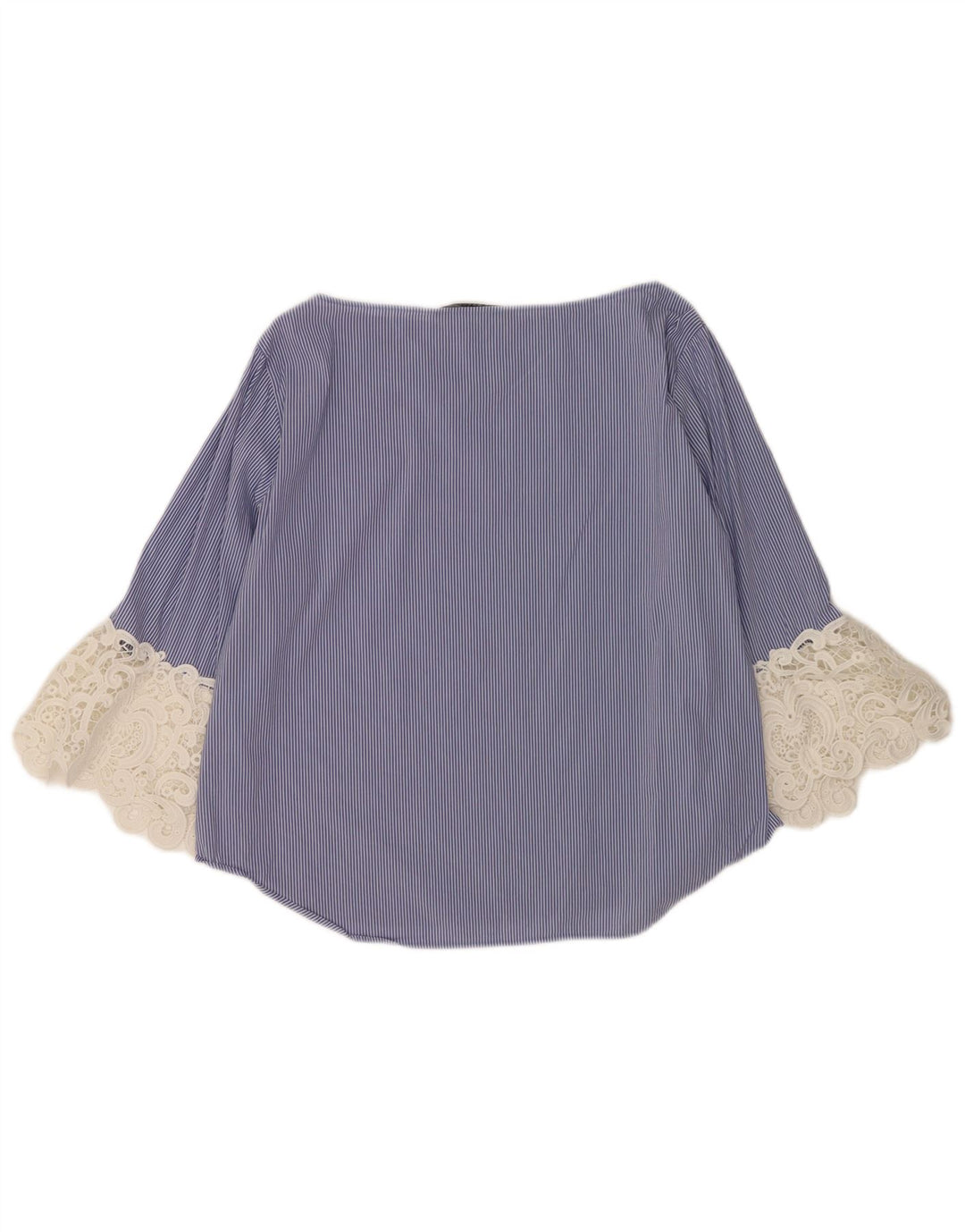 Zara Damen-Blusenoberteil mit 3/4-Ärmeln, UK-Größe 46, Größe L, blau gestreift