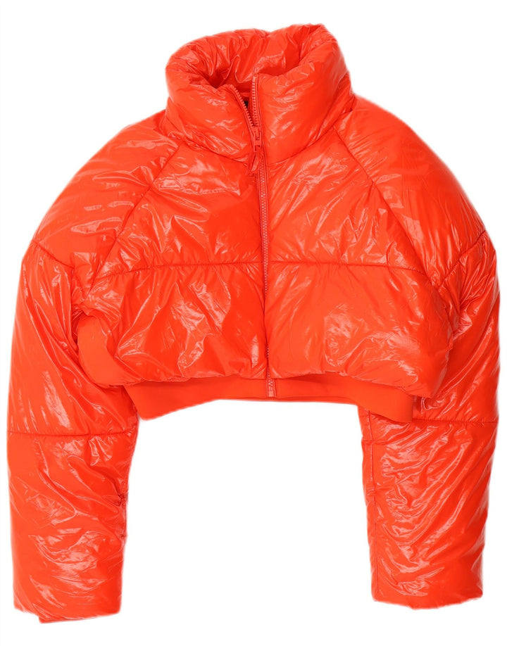 Zara Damen Crop Wattierte Jacke UK 14 Mittelorange Polyester