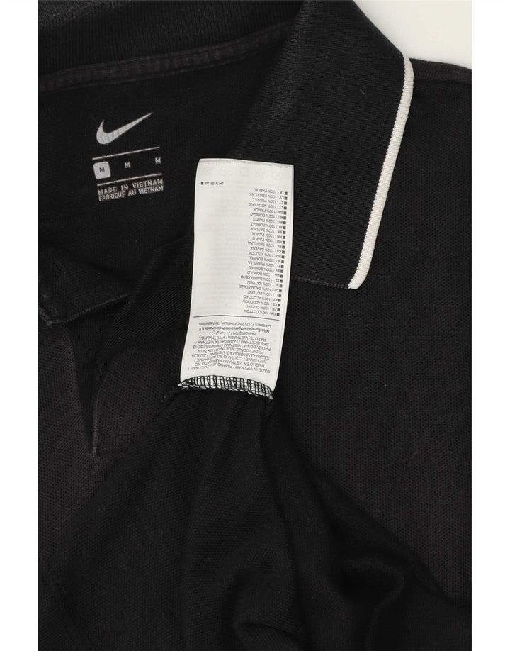 Nike Herren-Poloshirt, mittelgroß, schwarz, gestreift, Baumwolle