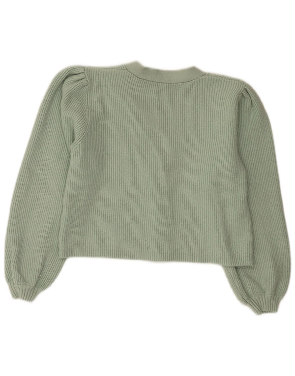Zara Damen Crop Cardigan Pullover UK 10 Small Grüne Viskose