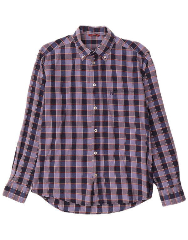 Carrera Herren-Hemd, mittelgroß, marineblau, kariert, Baumwolle