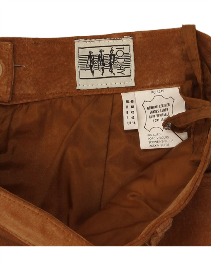 Vintage Damen Wildlederrock UK 14 Medium W29 Braunes Leder