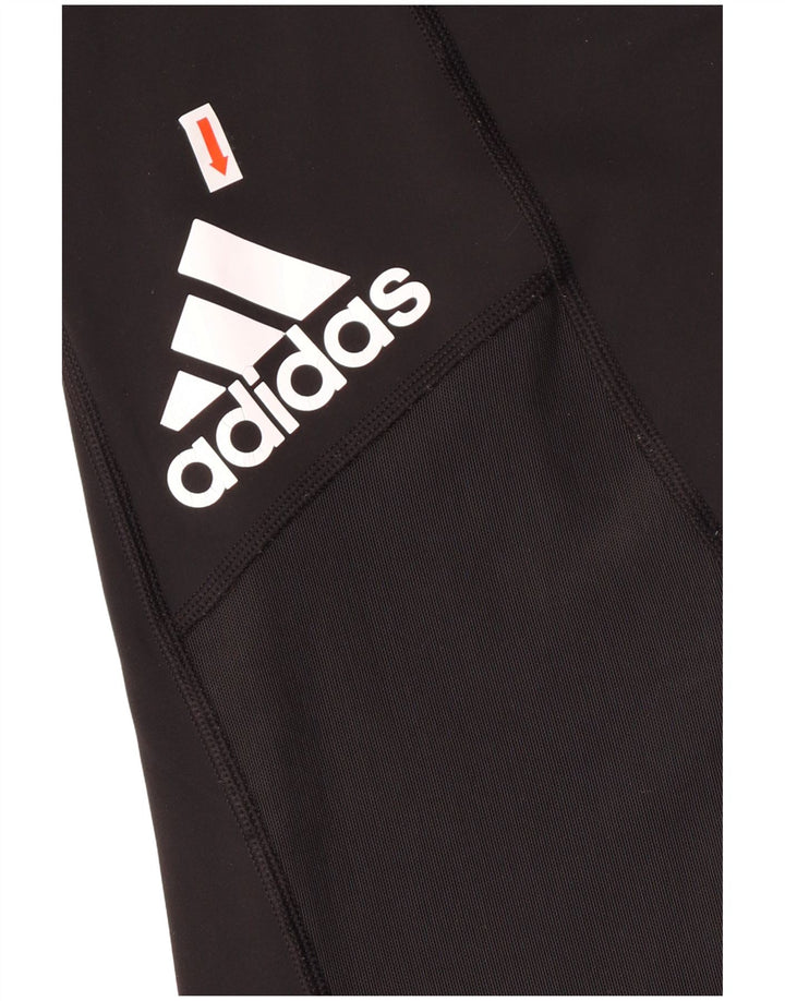 Adidas Damen Tech Fit Graphic Leggings UK 12/14 Medium Schwarz