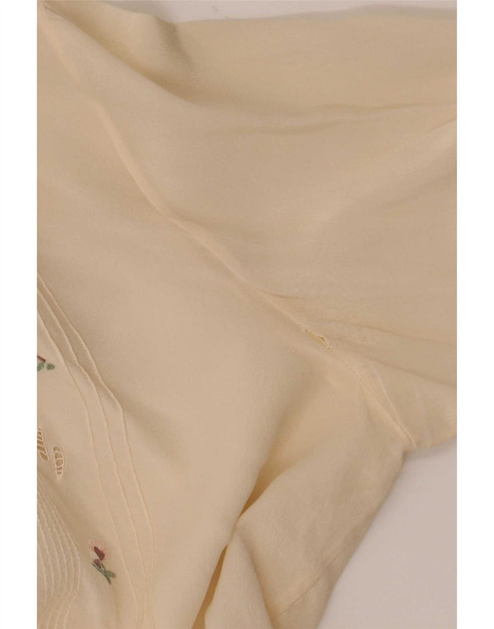 Vintage Damen Hemdbluse EU 38 Medium Off White Floral Silk