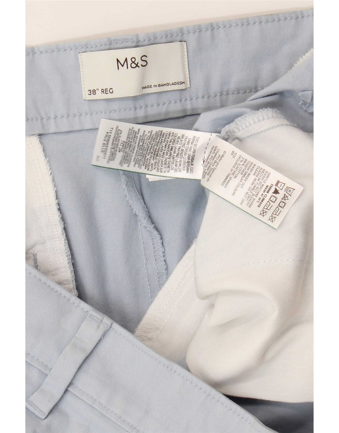 Marks & Spencer Herren Chinoshorts W38 XL Blaue Baumwolle