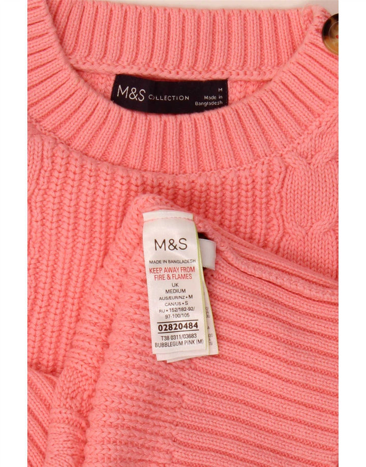 Marks & Spencer Damen Crop Pullover mit Rundhalsausschnitt, UK 14, Mittelrosa