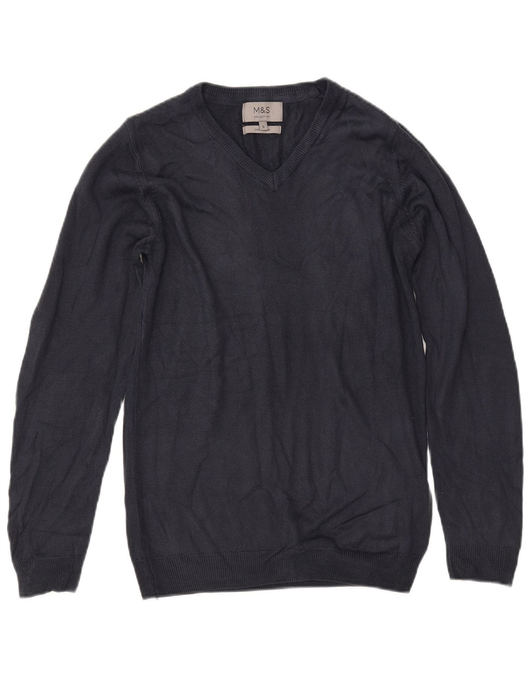 MARKS & SPENCER Damen-Pullover mit V-Ausschnitt, Gr. 10, Größe S, Marineblau, Acryl