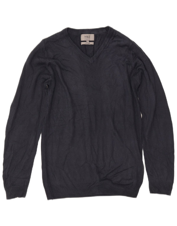 MARKS & SPENCER Damen-Pullover mit V-Ausschnitt, Gr. 10, Größe S, Marineblau, Acryl