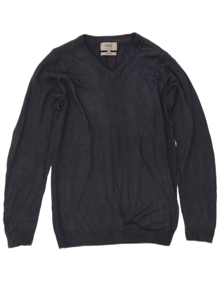 MARKS & SPENCER Damen-Pullover mit V-Ausschnitt, Gr. 10, Größe S, Marineblau, Acryl