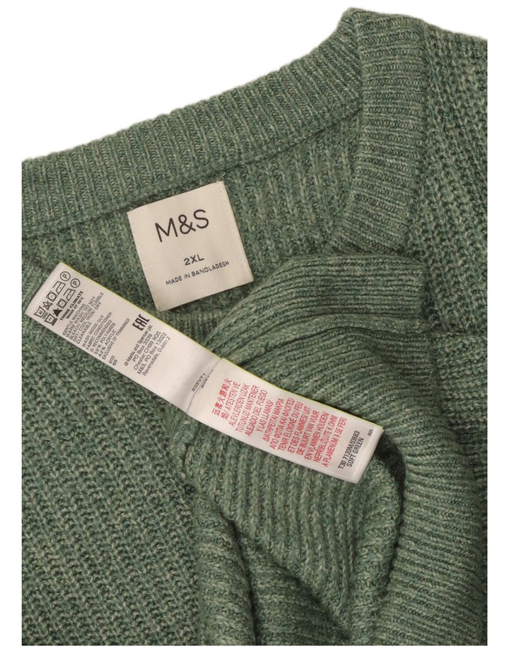 Marks & Spencer Herren-Pullover mit Rundhalsausschnitt, 2XL, grünes Polyamid