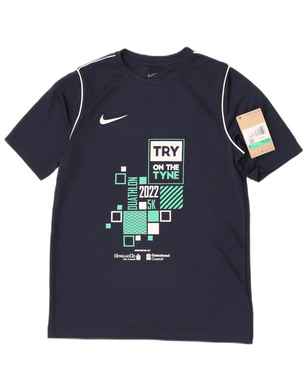 Nike Dri Fit Grafik-T-Shirt für Jungen, 13–14 Jahre, XL, Marineblau, Polyester