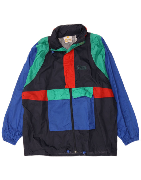 Anuy Herren-Regenjacke UK 40 Large Marineblaues Colourblock-Nylon