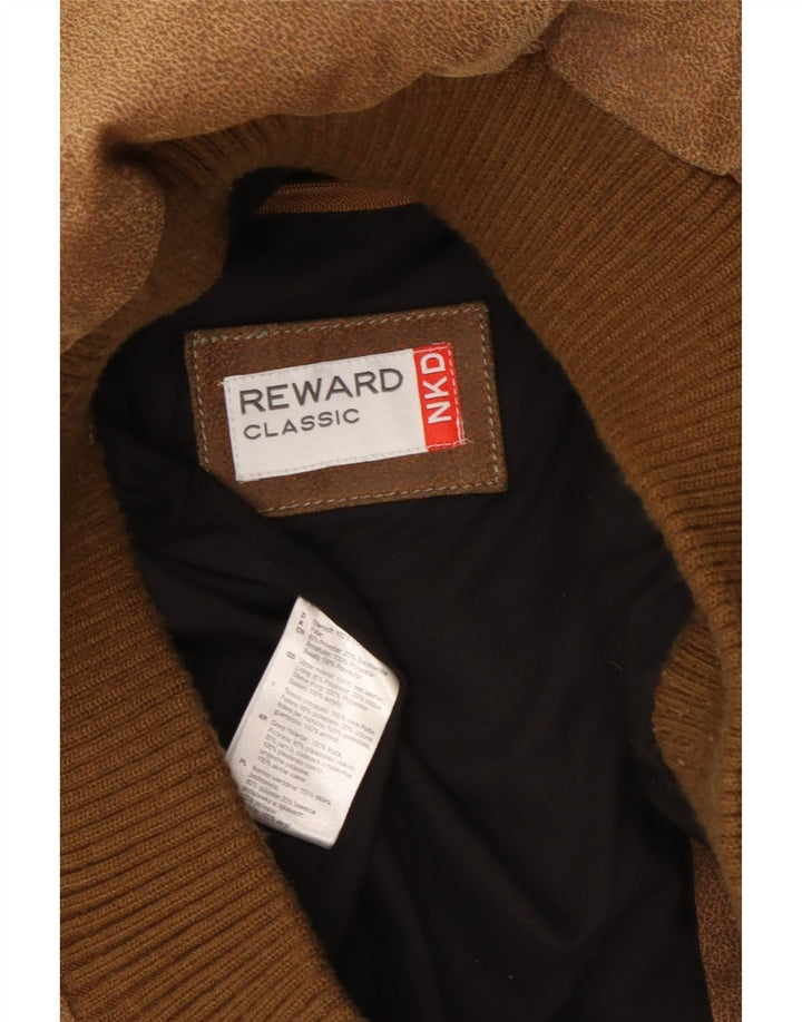Reward Herren-Bomberjacke aus Wildleder, Größe 40, großes braunes Leder