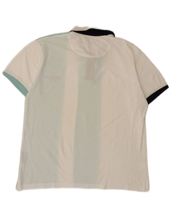 Harmont & Blaine Herren-Poloshirt mit normaler Passform, 3XL, weiße Farbblock-Baumwolle