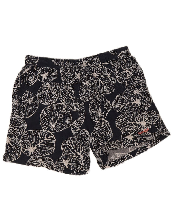 Weird Fish Damen-Freizeitshorts UK 12 Medium W30 Marineblaue Viskose mit Blumenmuster