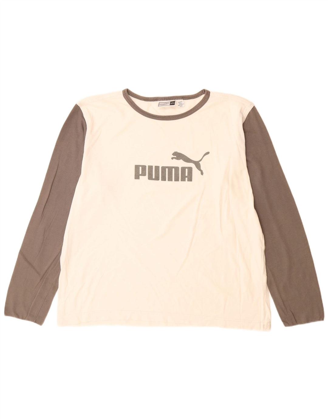 Puma Herren Graphic Top Langarm XL Weiß Colourblock Baumwolle