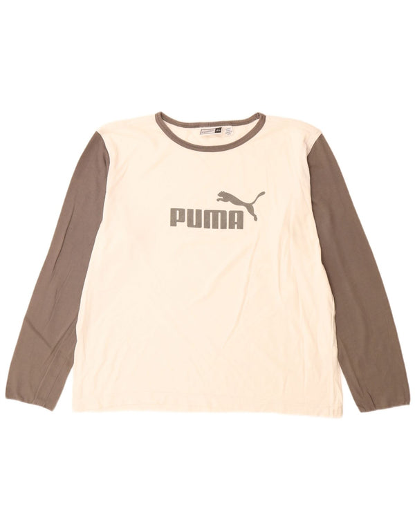 Puma Mens Graphic Top Long Sleeve XL White Colourblock Cotton
